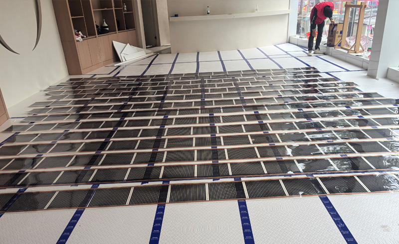 烯材石墨烯电地暖-成都颂钵中心安装工地4